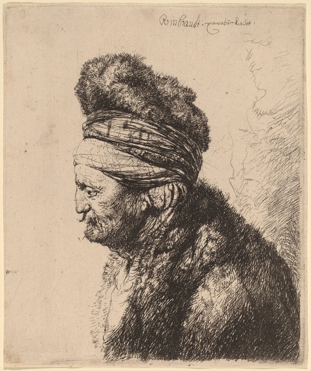 Det andra orientaliska huvudet av Rembrandt van Rijn and Studio of Rembrandt