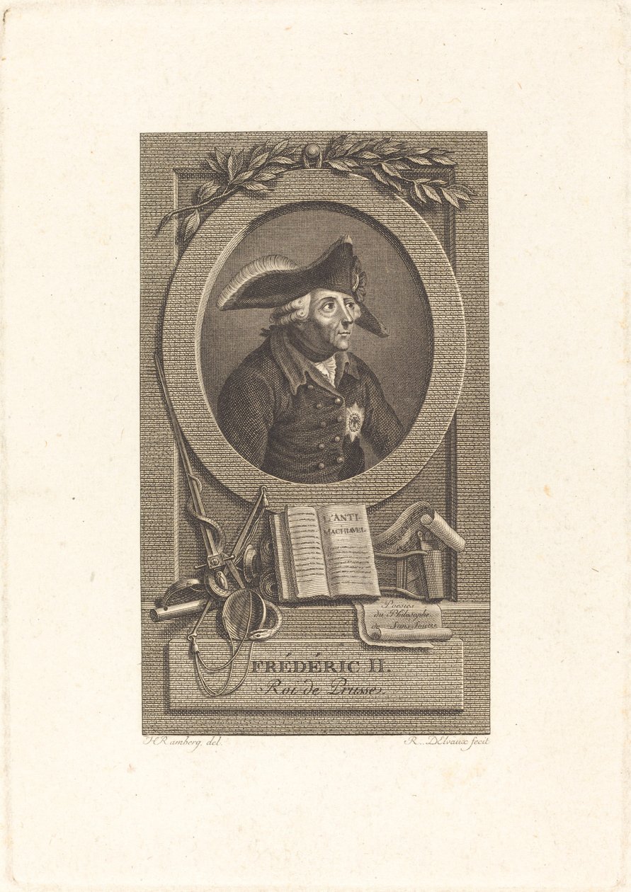 Fredrik den store, kung av Preussen av Remi Henri Joseph Delvaux after Johann Heinrich Ramberg