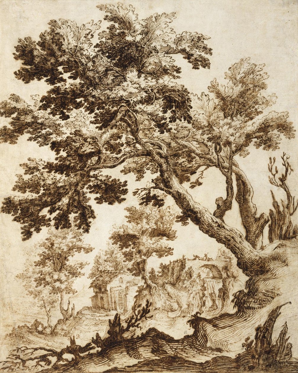 Landscape with Tree and Mill av Remigio Cantagallina