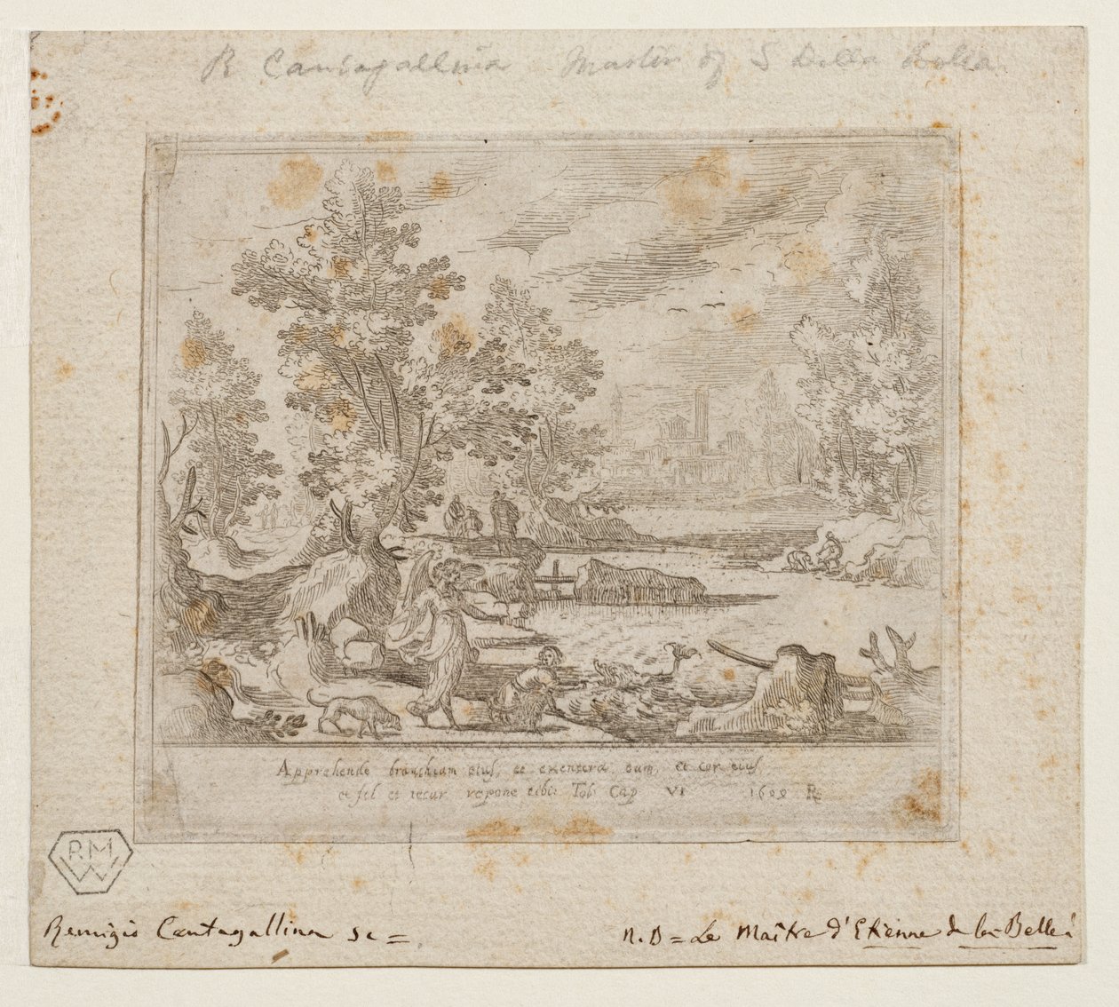 Landskap med Tobias och ängeln, ca 1609 (etsning) av Remigio Cantagallina