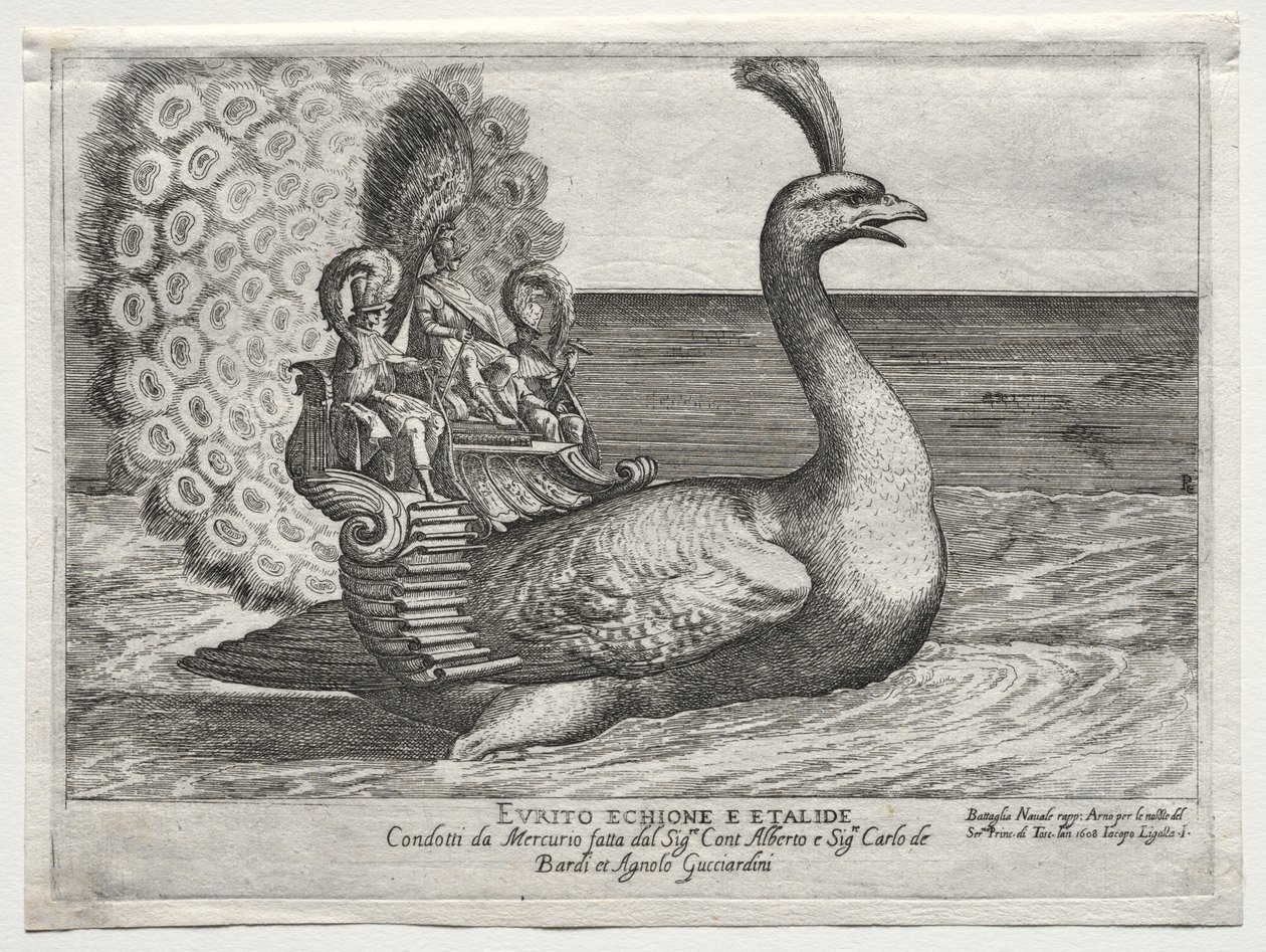 Sjöstrid representerad vid floden Arno i Florens, för Cosimo di Medicis äktenskap, 1608. av Remigio Cantagallina