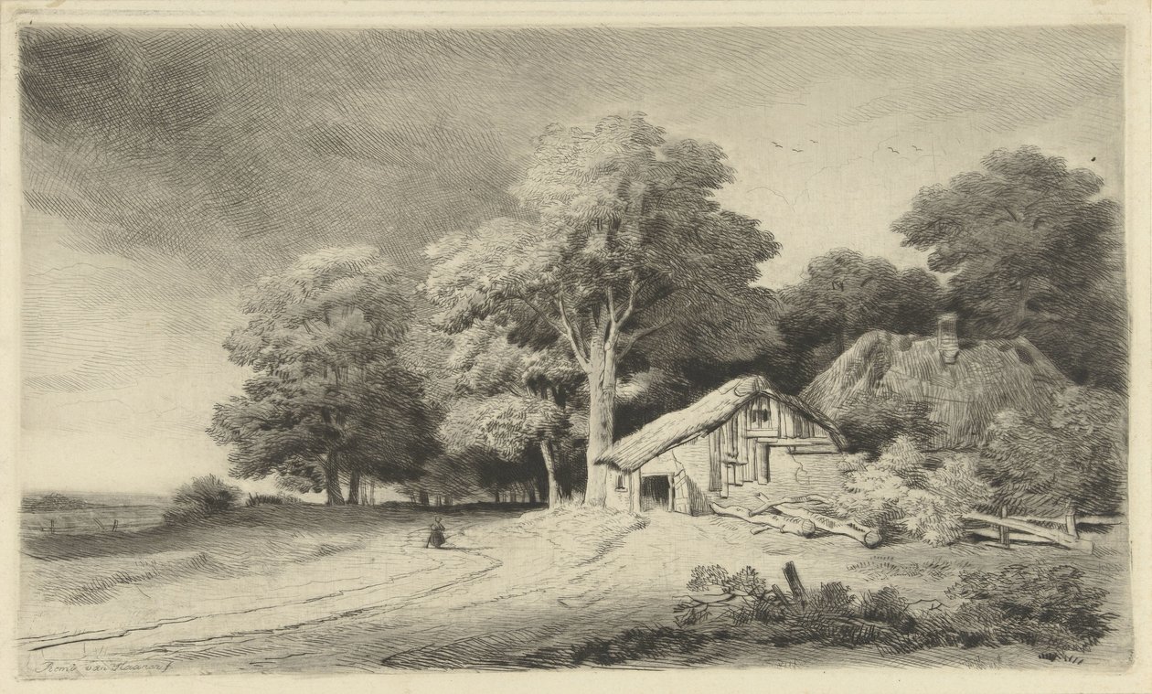 Gård på en väg av Remigius Adrianus Haanen
