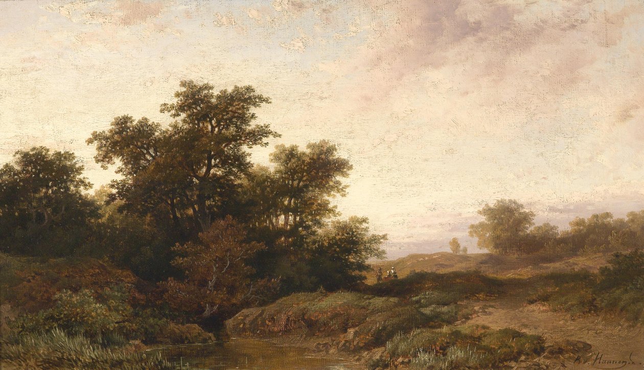 Öppet landskap i kvällsljus av Remigius Adrianus Haanen