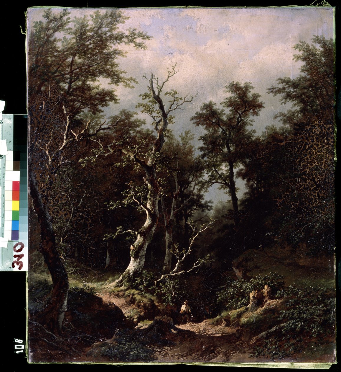 Paysage de foret (skogslandskap). Peinture de Remigius Adrianus van Haanen (Remy eller Remi Adrien van Hannen av Remigius van Haanen