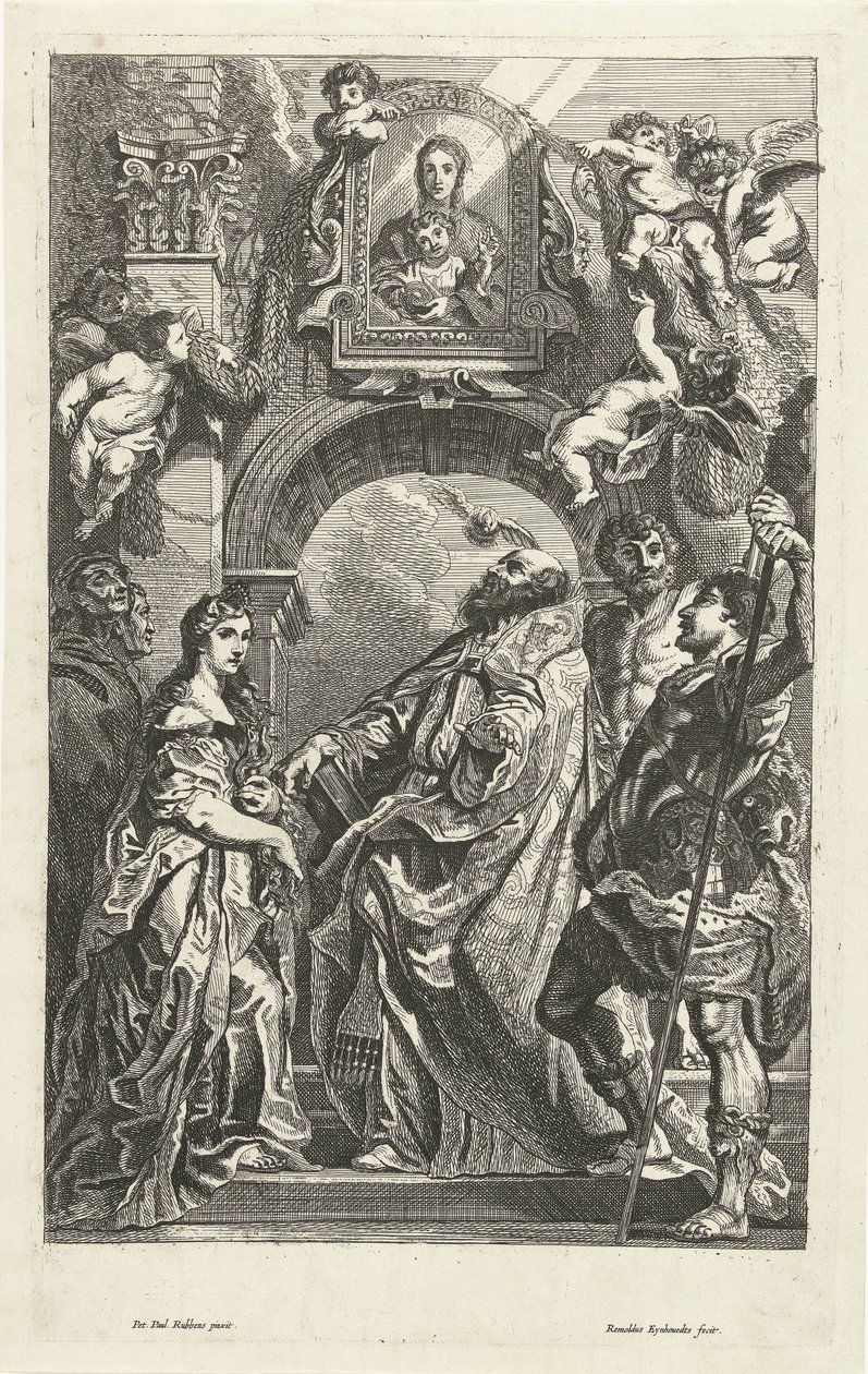 Heliga under en bild av Santa Maria i Vallicella av Remoldus Eynhoudts