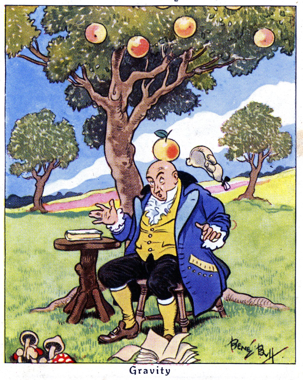 Isaac Newton upptäcker gravitationen, 1936 av René Bull