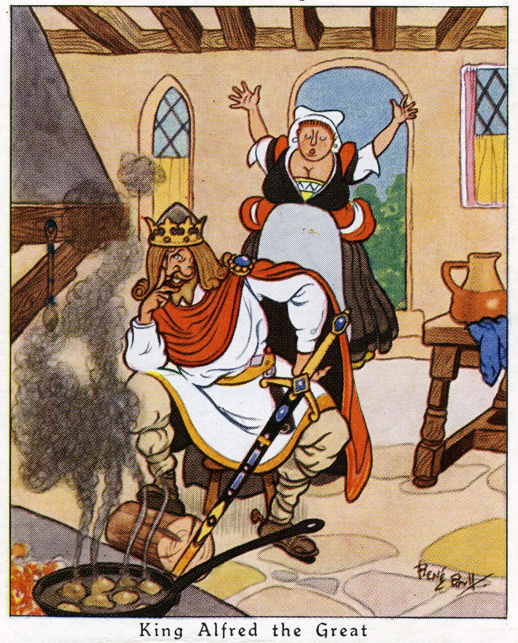 Kung Alfred bränner kakorna, 1936 av René Bull