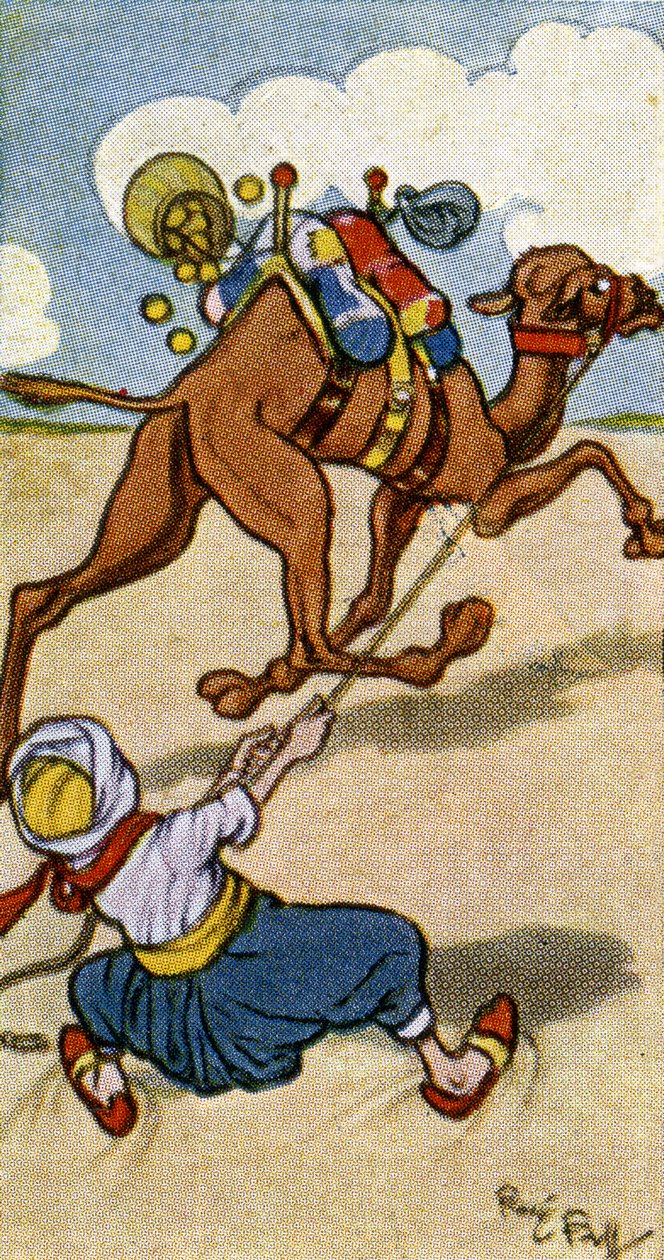 Kamelföraren har sina planer, och kamelen har sina, 1932 av René Bull