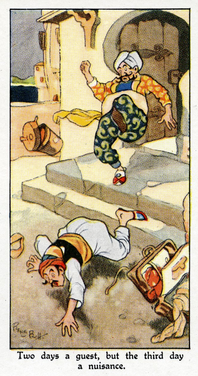 "Två dagar en gäst, men den tredje dagen en plåga", 1931 (se även 498199) av René Bull