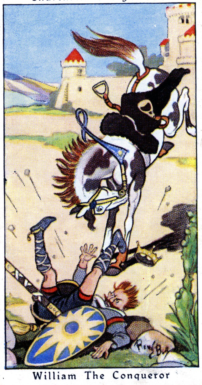 Vilhelm Erövraren faller från sin häst den 9 september 1087 i Saint-Gervais nära Rouen, Normandie, 1936 av René Bull