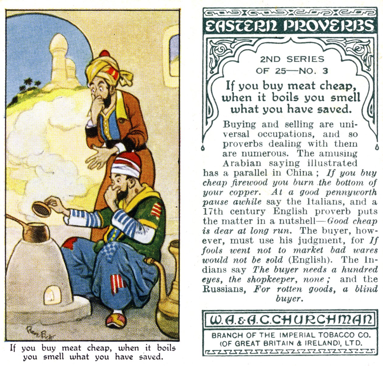 Köper du kött billigt, när det kokar luktar du vad du har sparat, 1932 av René Bull