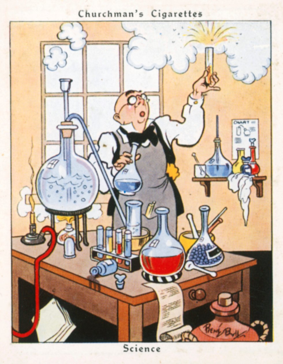 Vetenskap (färglitografi) av René Bull