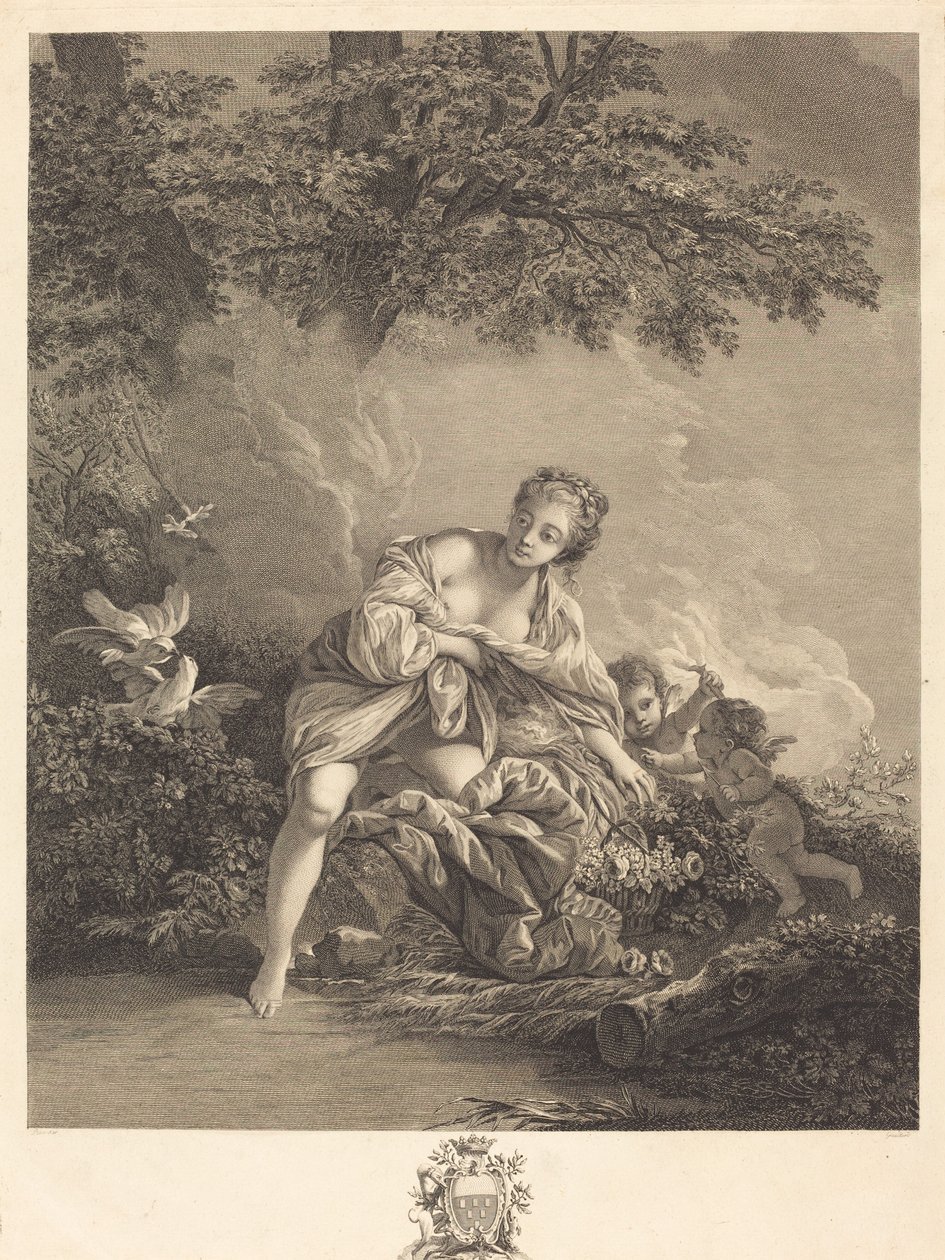 Venus och älskar av René Gaillard after François Boucher