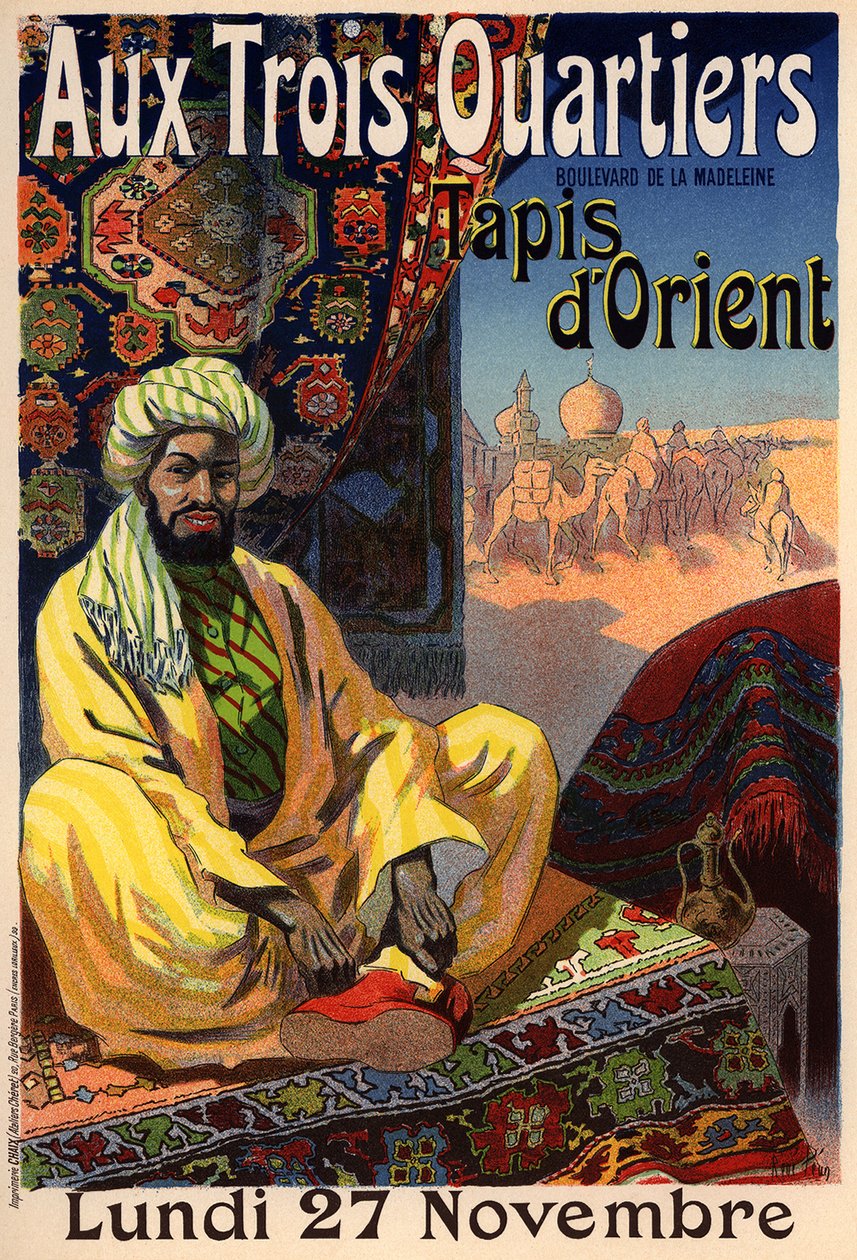 Three Quarters - Orientalisk matta affisch, 1890-tal av René Louis Péan