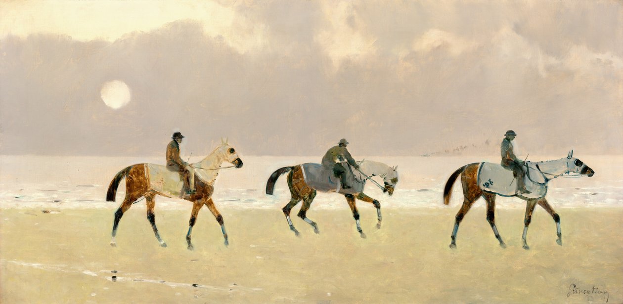 Ryttare på stranden vid Dieppe av René Pierre Charles Princeteau