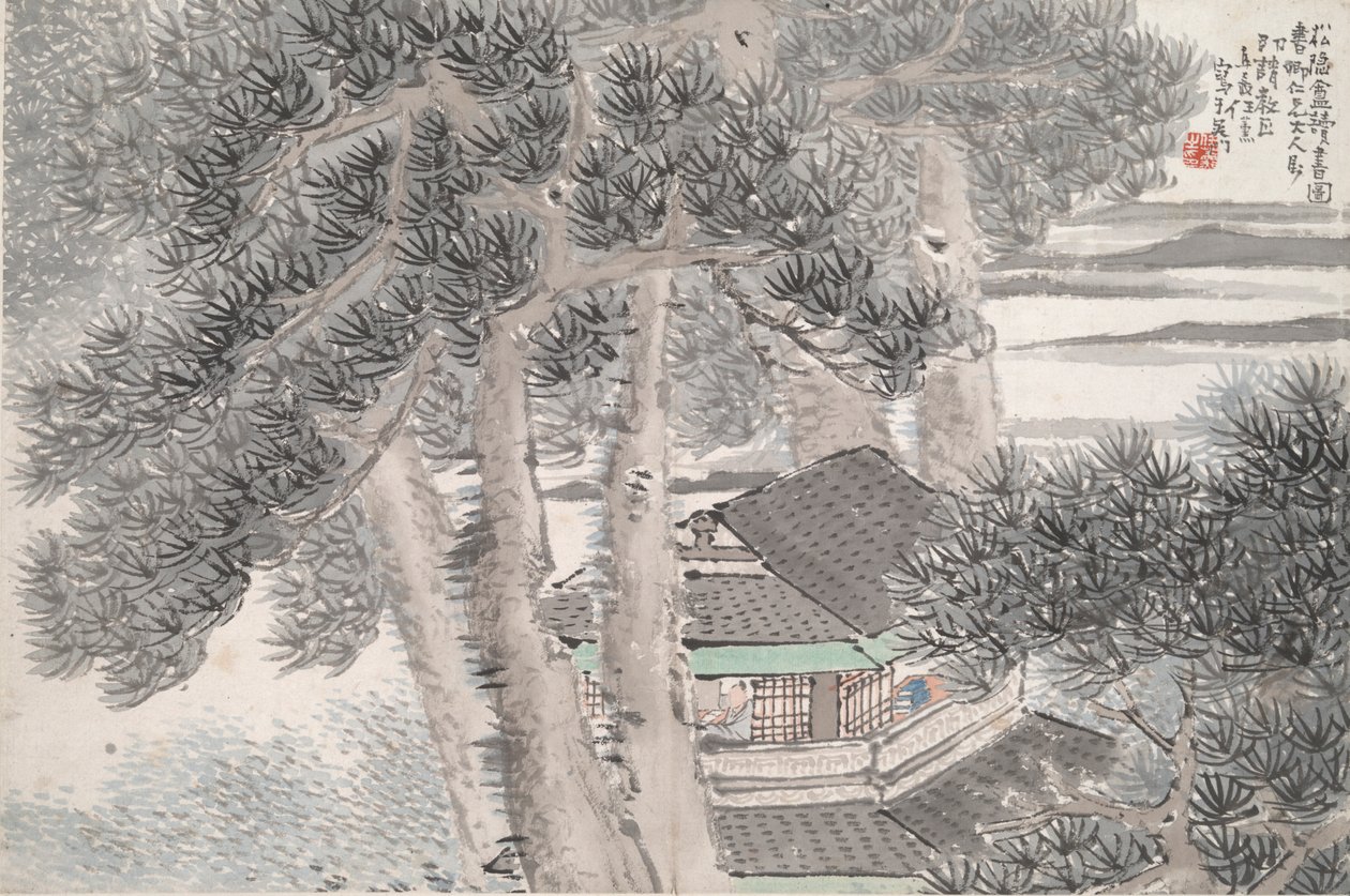 Läser i den avskilda Pine Studio (Song yin an) av Ren Xun