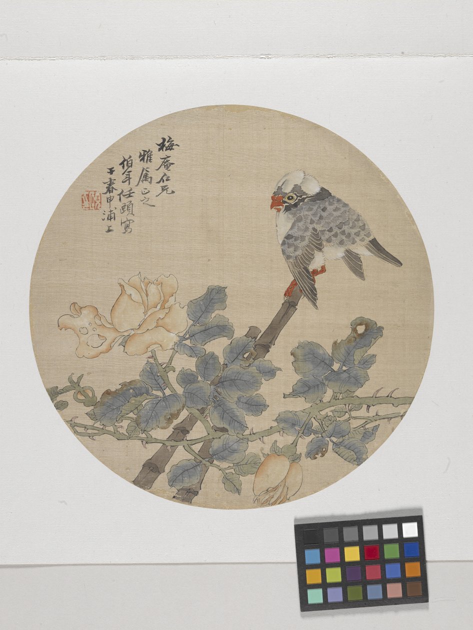 Flower And Bird (bläck och färger på papper) av Ren Yi (1840 96)
