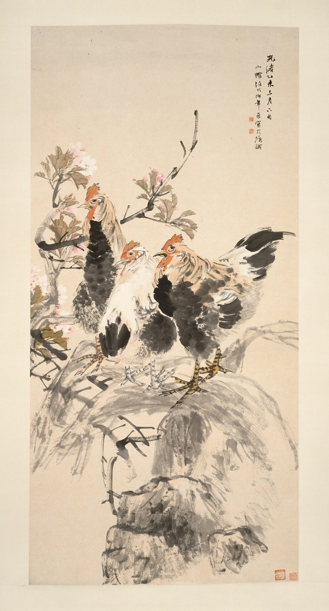 Tuppar och blommande aprikoser av Ren Yi
