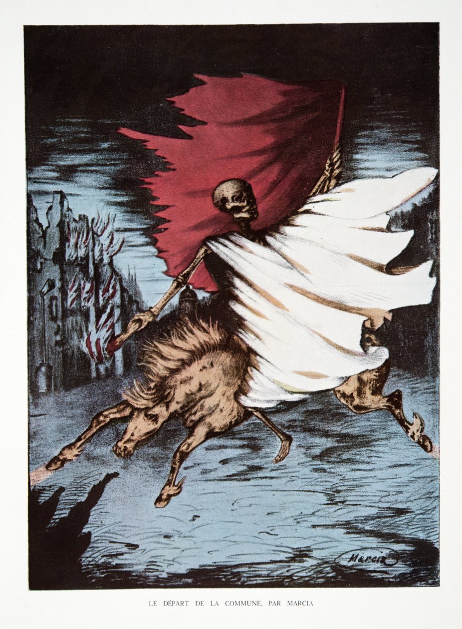 The Departure of the Commune, from History of the Third Republic, Vol. I, Politisk historia, pub. 1933 (färg litho) av Renaux Ed