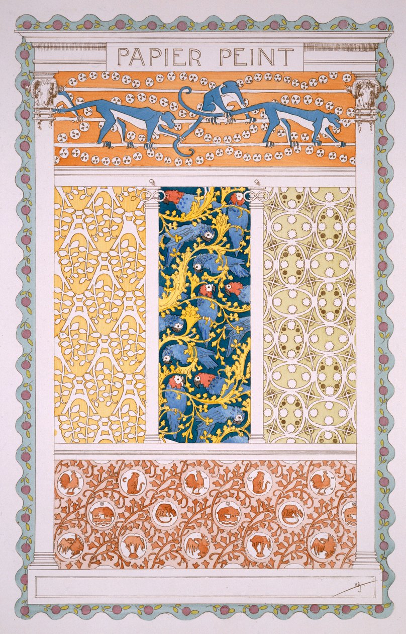 Motiv för tapeter och friser, från Esquisses Decoratives av Rene Binet publicerad av Librairie Centrale des Beauz-Arts, Paris c.1895 av Rene Binet