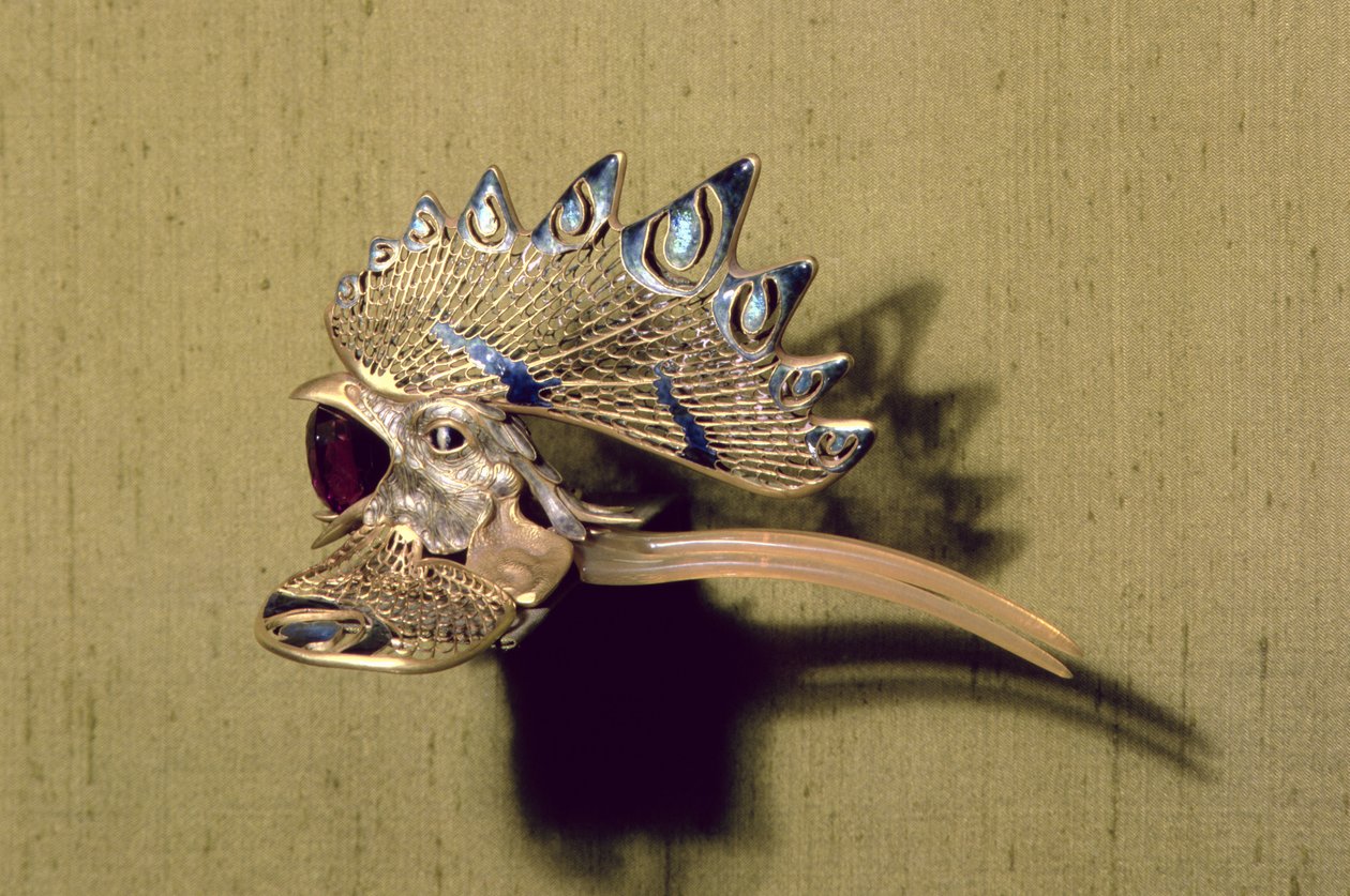 Kam (guld, emalj och ametist) av Rene Jules Lalique