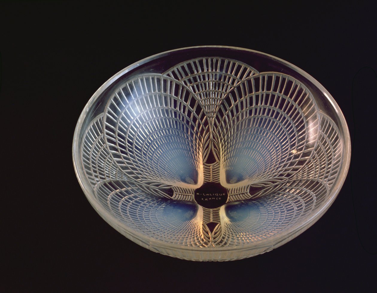 Coquilles, en opaliserande glasvas formgjuten med överliggande pilgrimsmussla av Lalique av Rene Jules Lalique