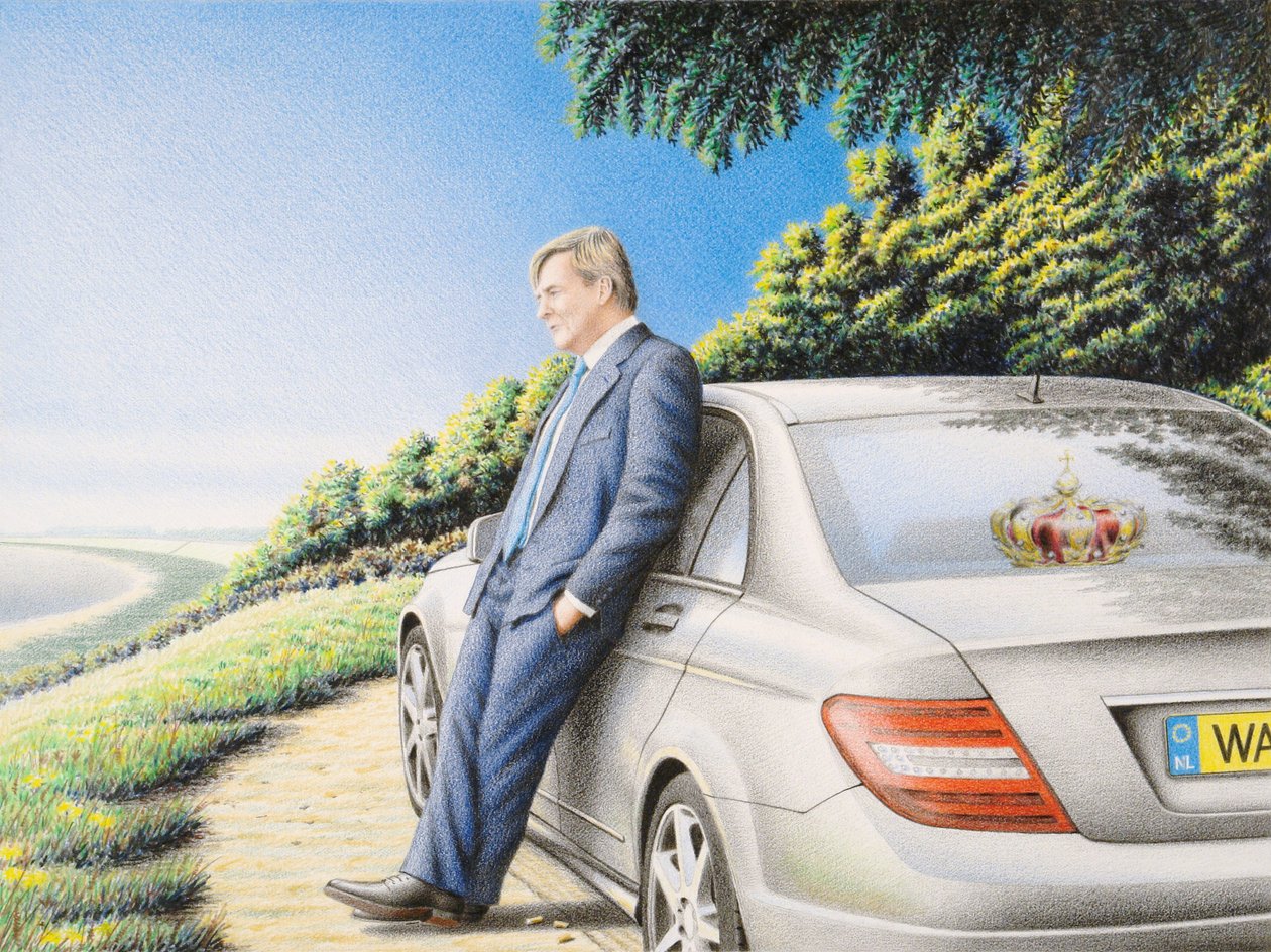 Kröning, 2013, teckning med färgpenna på papper av Rene Boin