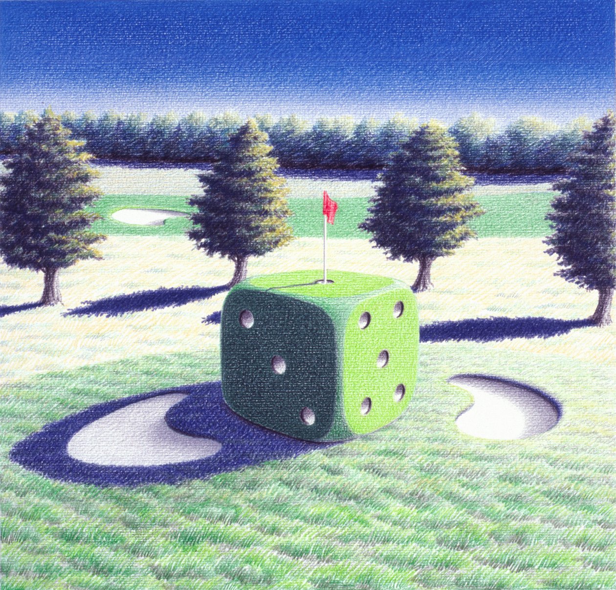 Gamble, 2002, teckning med färgpenna på papper av Rene Boin