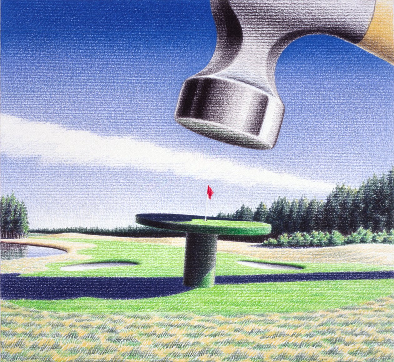 Pin, 2002, teckning med färgpenna på papper av Rene Boin