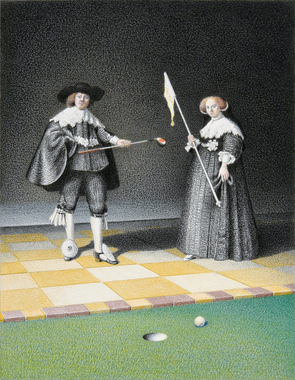 REMBRANDT-Golf, 2016, teckning med färgpenna på papper av Rene Boin