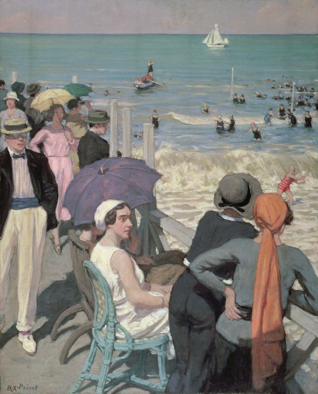 Badtid i Cabourg (olja på duk) av René François Xavier Prinet