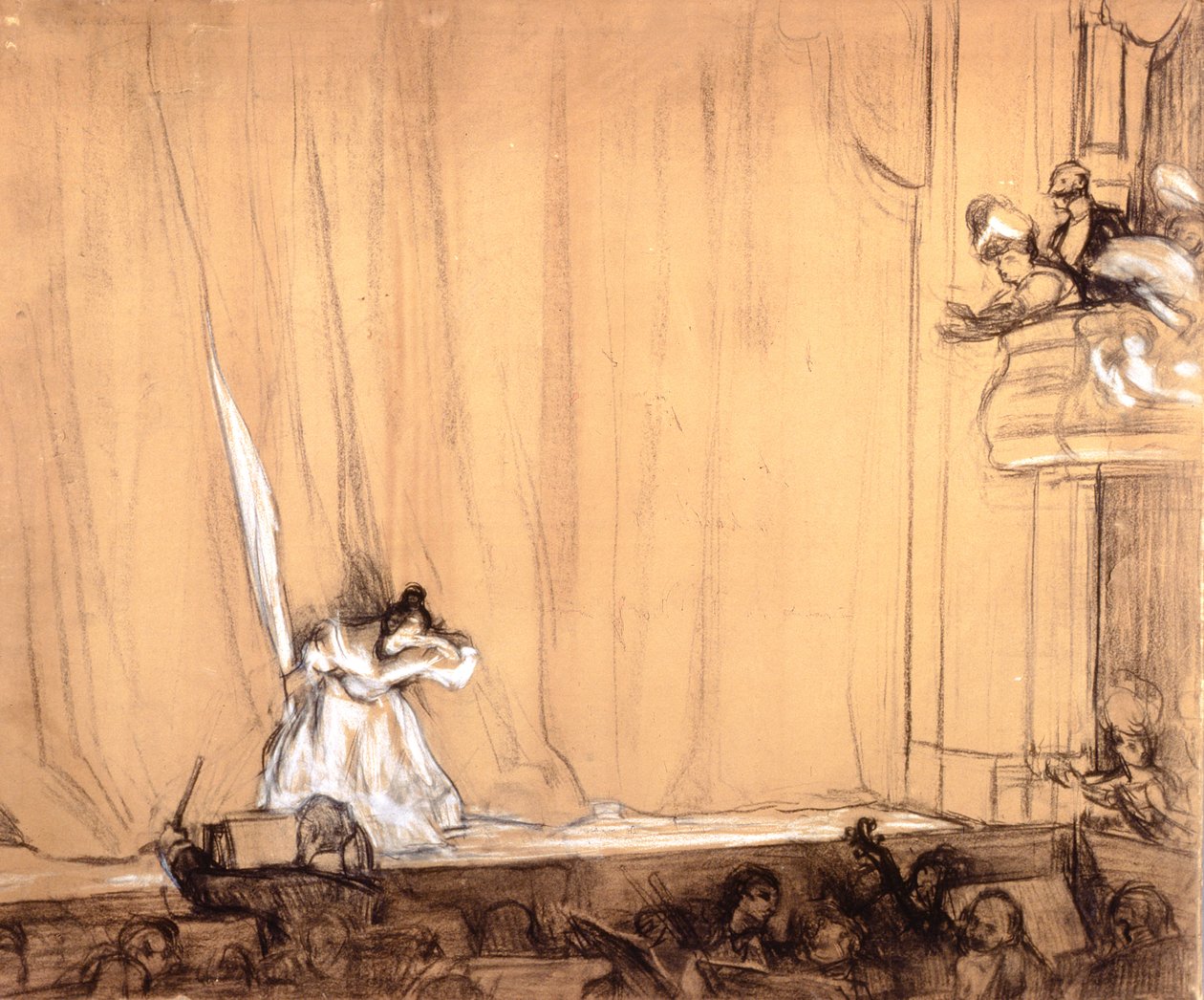Le Salut de la Divette (penna och vit krita på papper) av René François Xavier Prinet