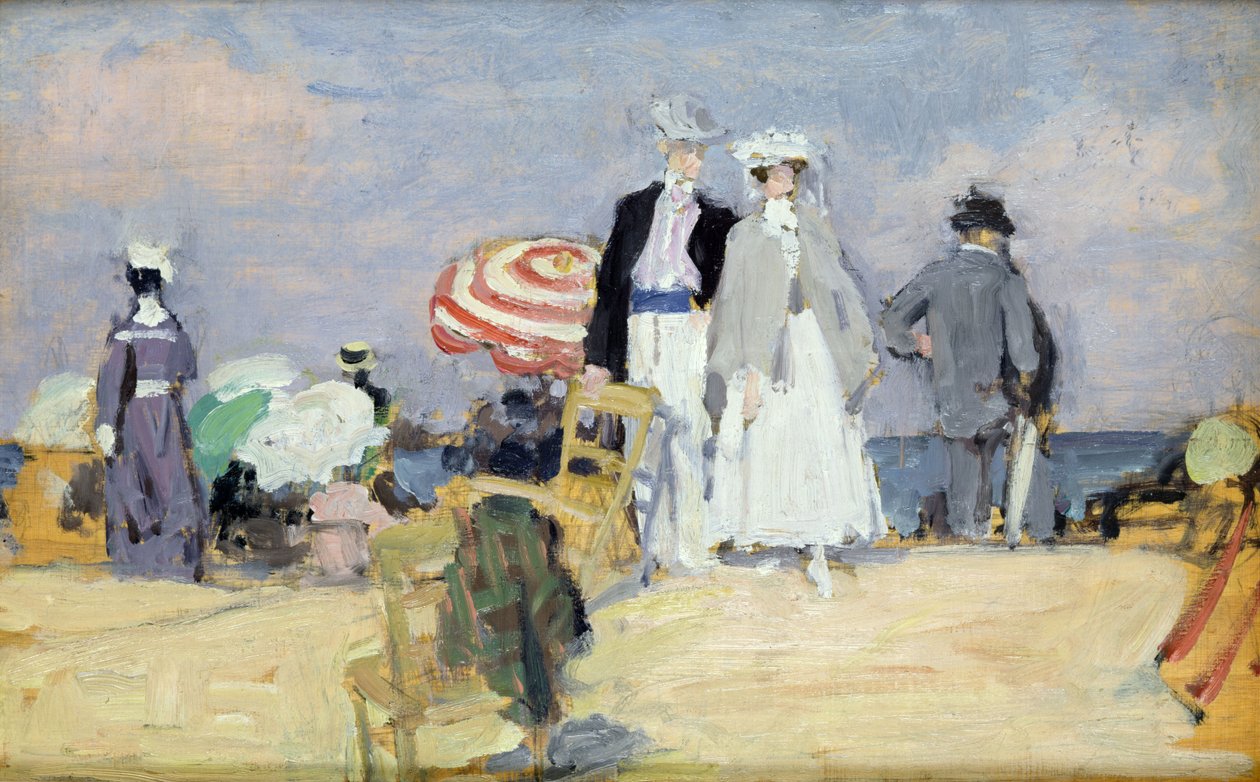 The Beach at High Tide (olja på duk) av René François Xavier Prinet
