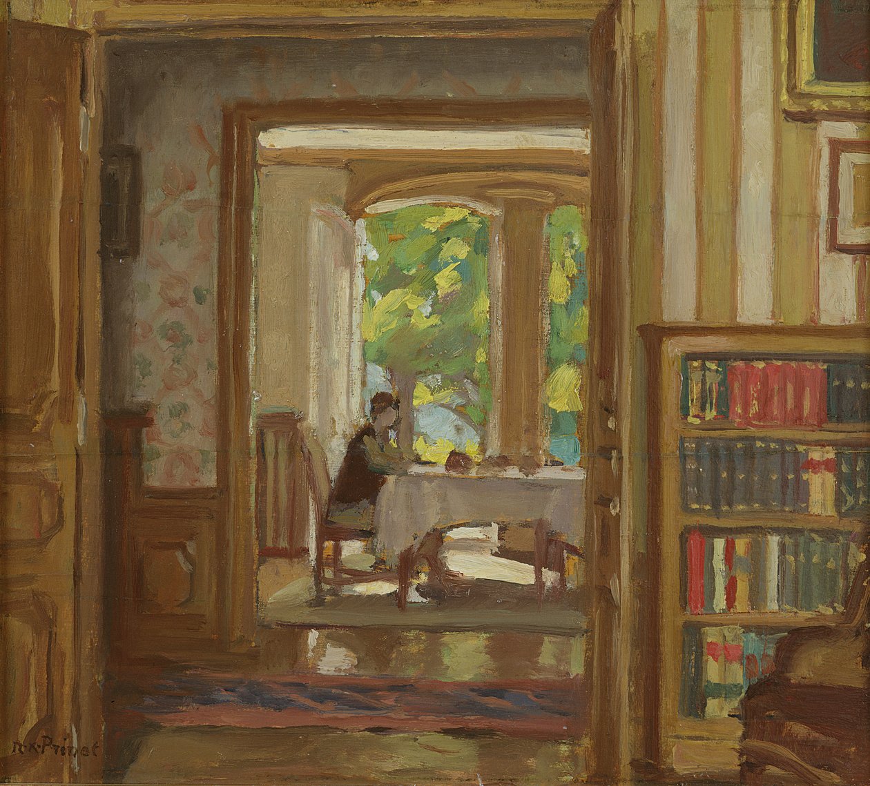 Matsalen på Clos Saint-Jean, Bourbonne-les-Bains (olja på duk) av René François Xavier Prinet
