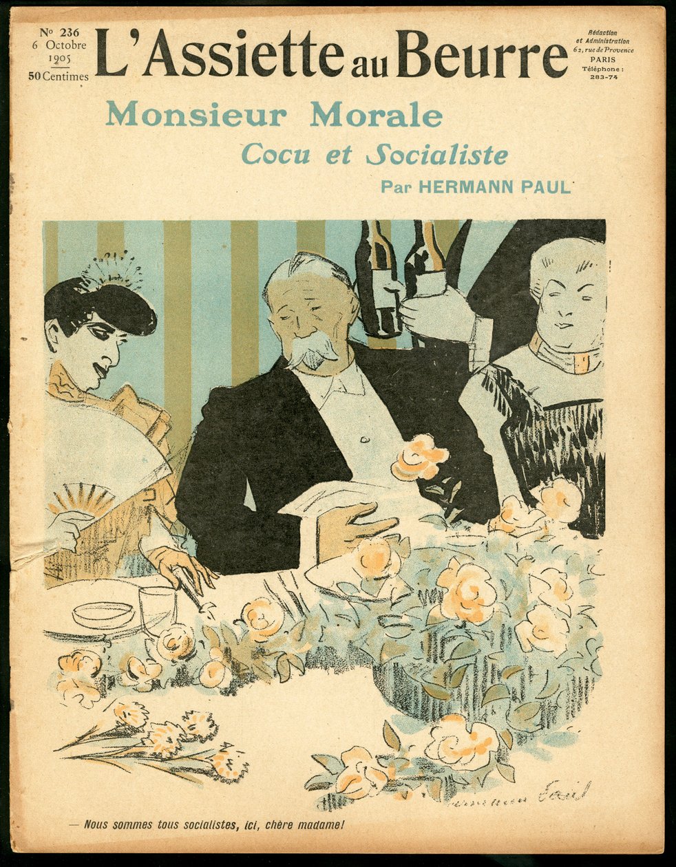 Omslag till "" The Butter Plate"", nummer 236, Satirique en Colors av Rene George Hermann Paul