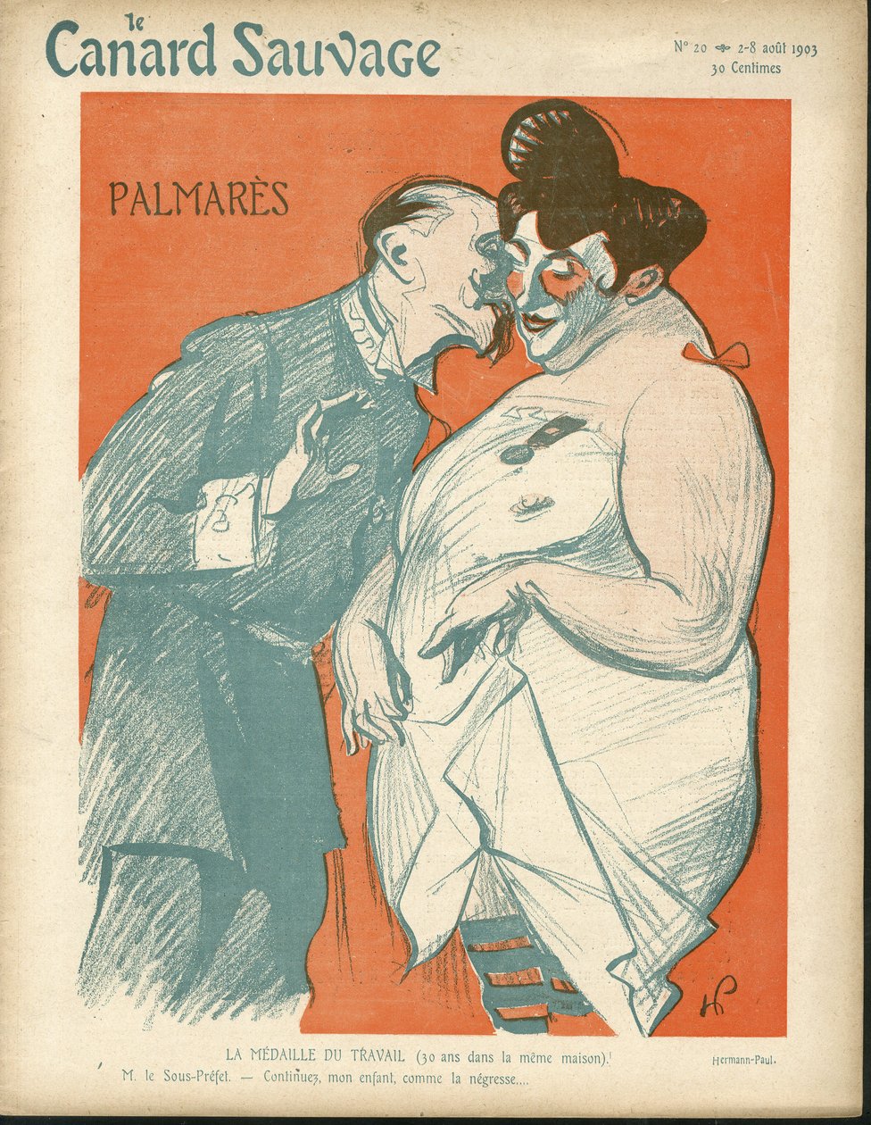 Illustration av Hermann-Paul (1864-1940) för The Wild Duck Cover, nr 20 av Rene George Hermann Paul
