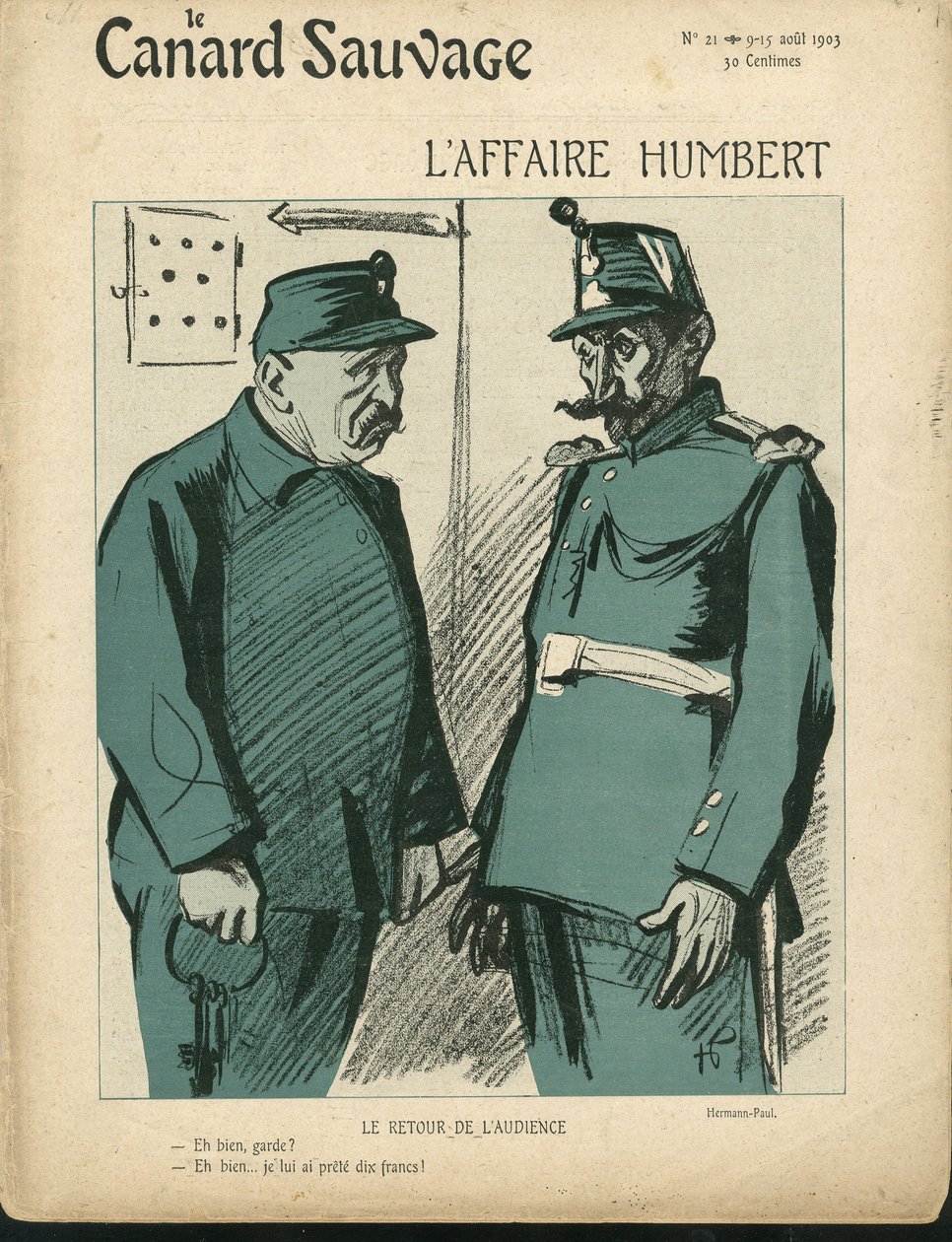 Illustration av Hermann-Paul (1864-1940) för omslaget till Le Canard Sauvage, nr 21 av Rene George Hermann Paul