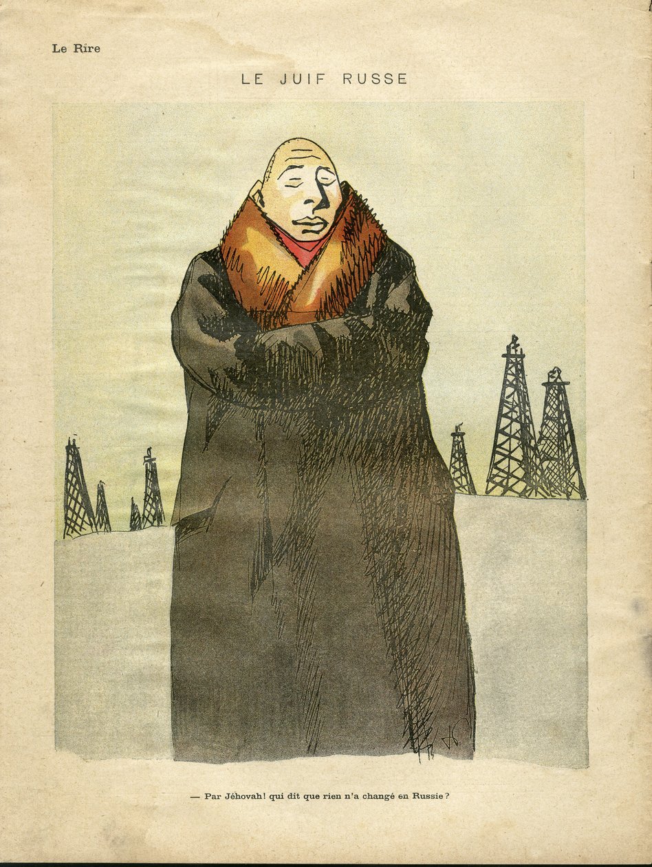 Illustration av Hermann-Paul (1864-1940) i Le Lire, ca. 1935 - Den ryske juden - antisemitism, petroleum - jude av Rene George Hermann Paul