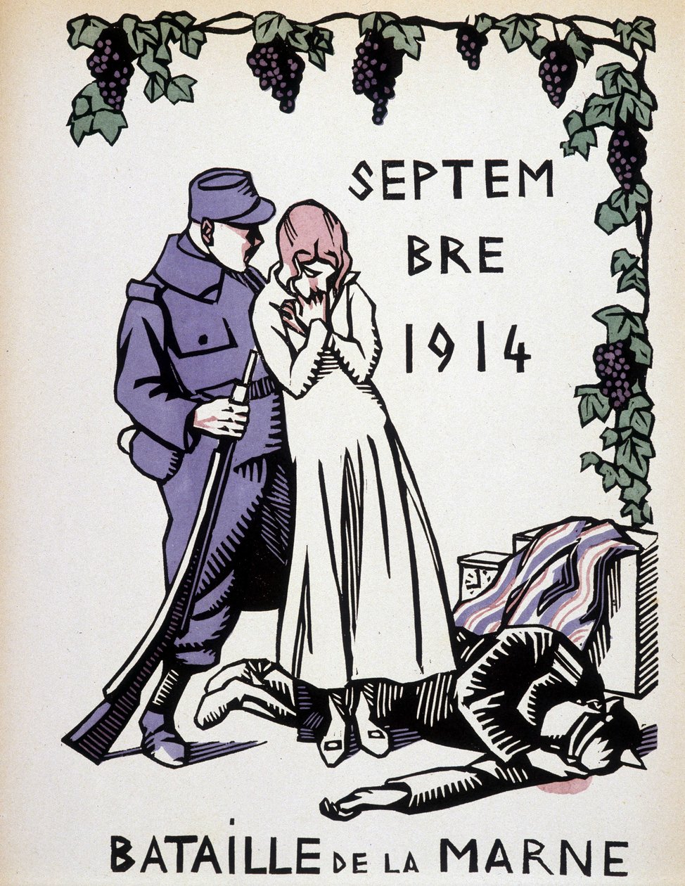 September 1914: Slaget vid Marne - teckning av Herman Paul, i "" Krigskalender"" utg. 1916 av Rene George Hermann Paul