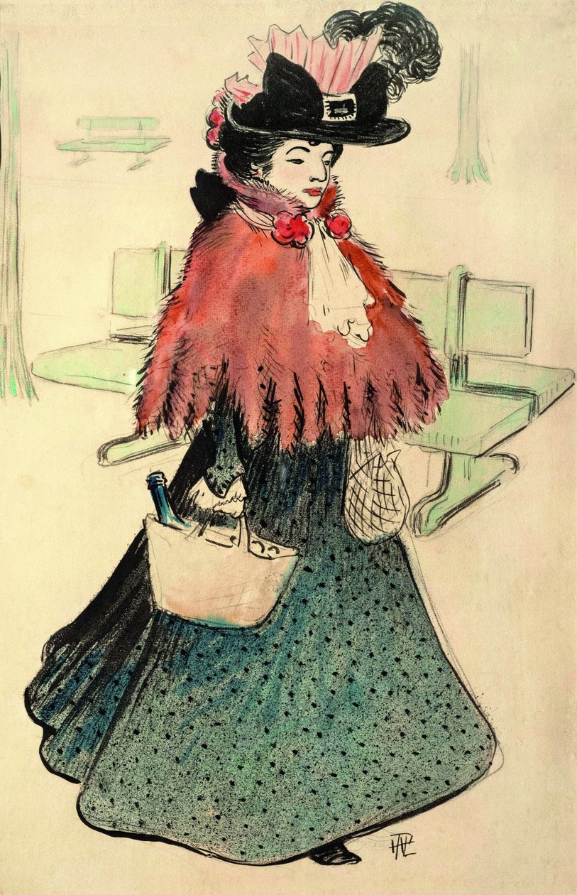 Den vackra judinnan går och handlar. Le Rire magazine, 1896. av Rene Georges Hermann Paul