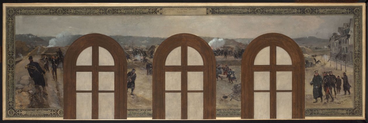 Skiss till prefektens kontor i Paris stadshus: Batterierna i 6:e sektorn, Point du Jour av Rene Joseph Gilbert
