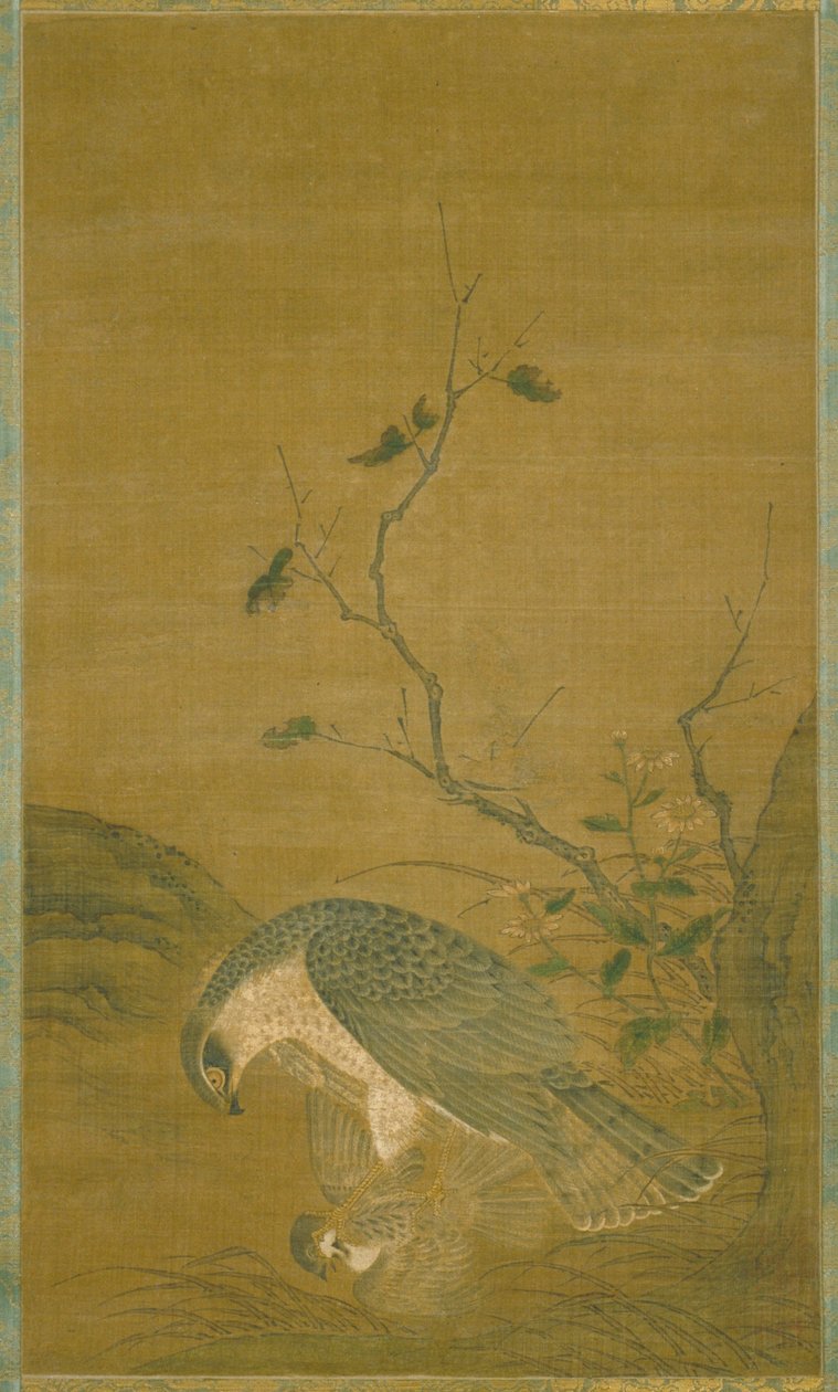 Hawk Capturing A Sparrow (bläck & färg på siden) av Renfa Ren