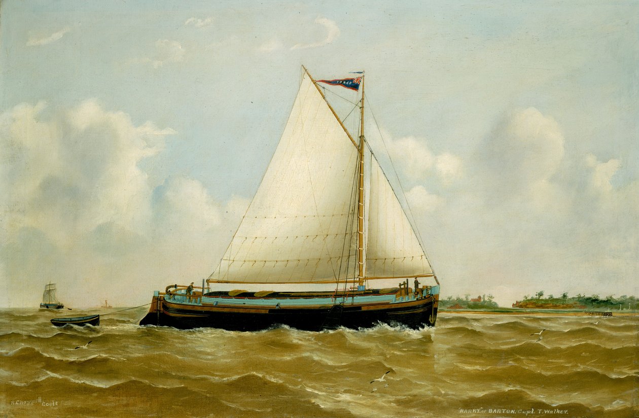 Humbers slup "Harry", sent 1800-tal till tidigt 1900-tal (oljemålning) av Reuben Chappell