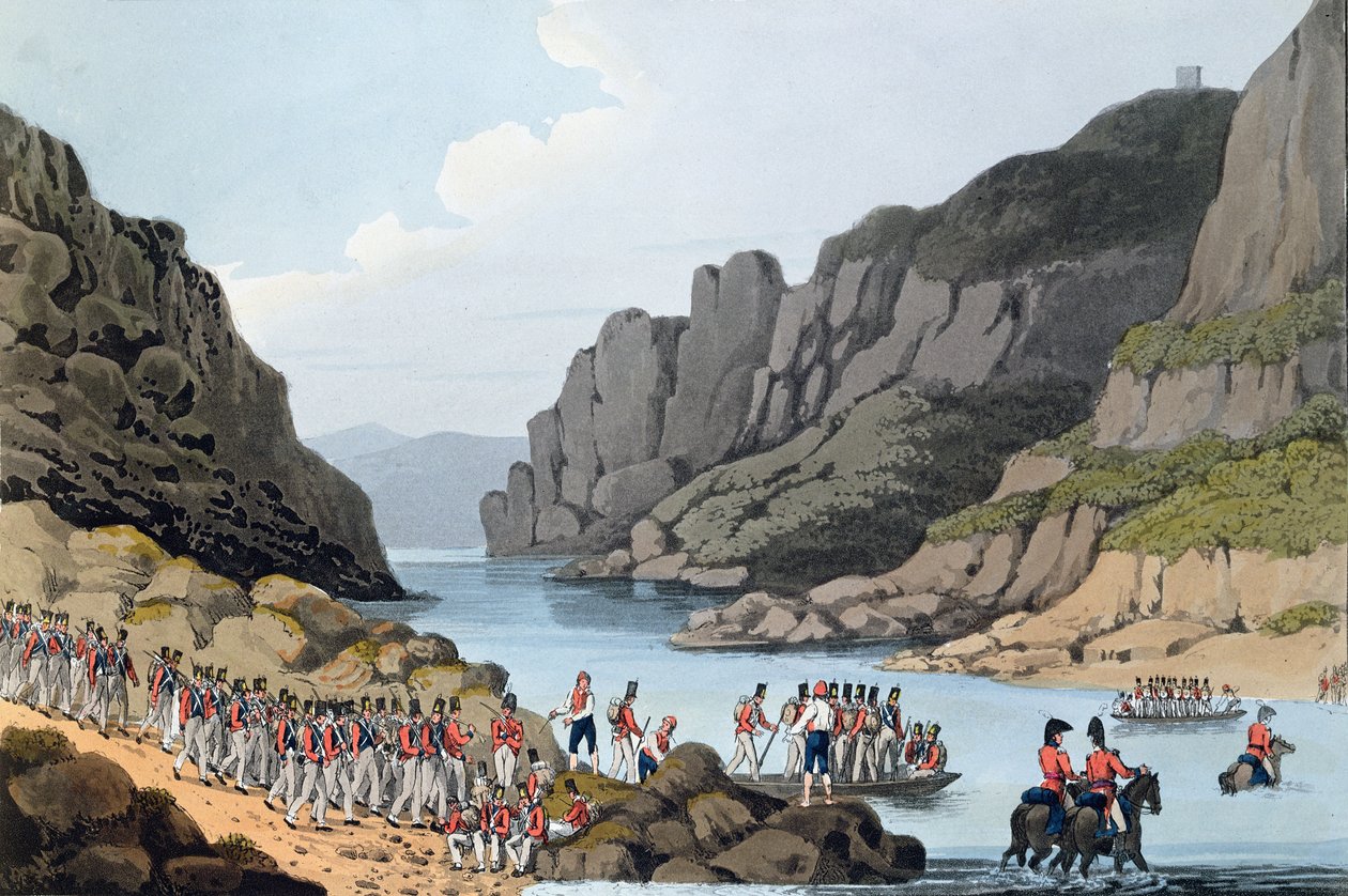 Utsikt över Tejo nära Villa Velha, Portugal, graverad av L. Clark, 1809 av Rev. William Bradford