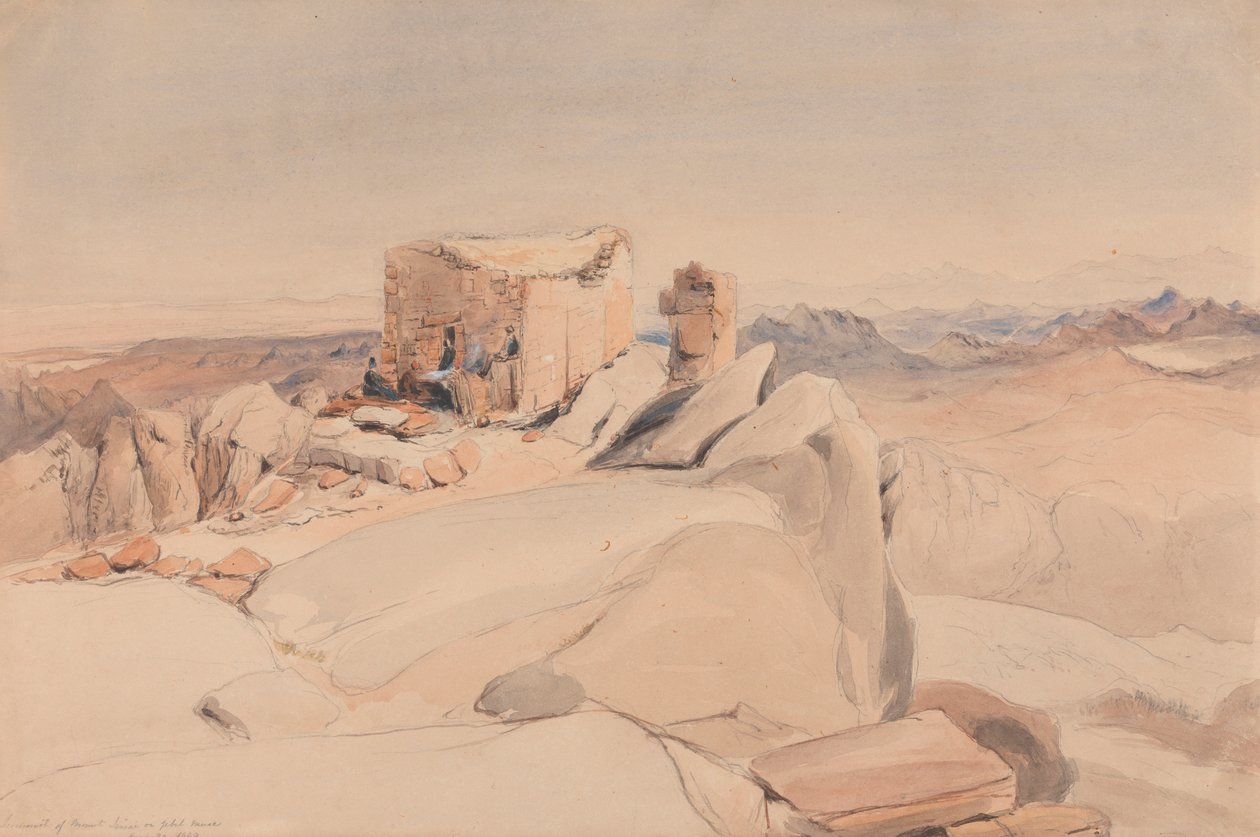Toppen av berget Sinai eller Jebel Musa av Rev. Edward Thomas Daniell