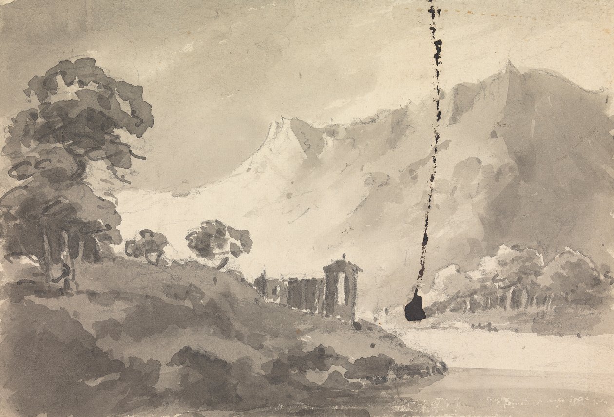 Landskap med slott, flod och berg av Rev. William Gilpin