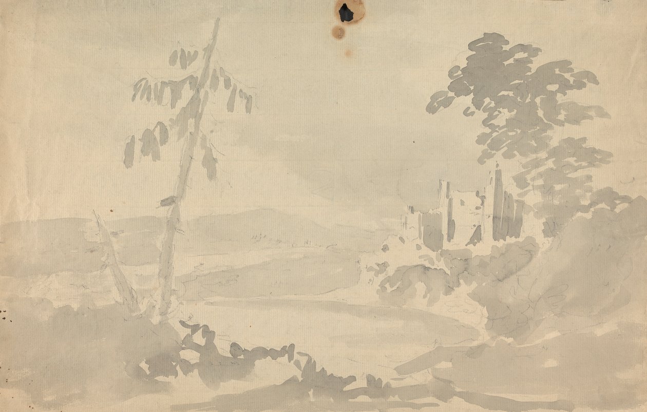 Landskap med slott och flod av Rev. William Gilpin