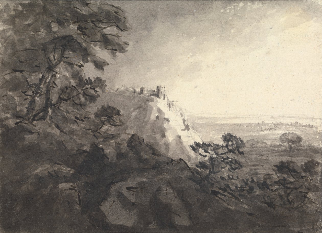 Landskap med ett slott på en kulle i mittavstånd av Rev. William Gilpin