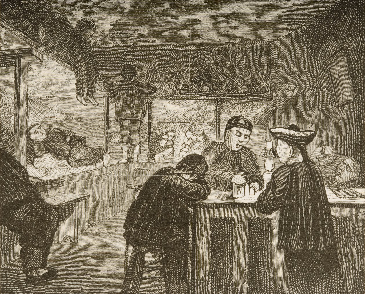 En kinesisk opiumhåla i San Francisco under 1870-talet, ca 1880 av Reverend Samuel Manning
