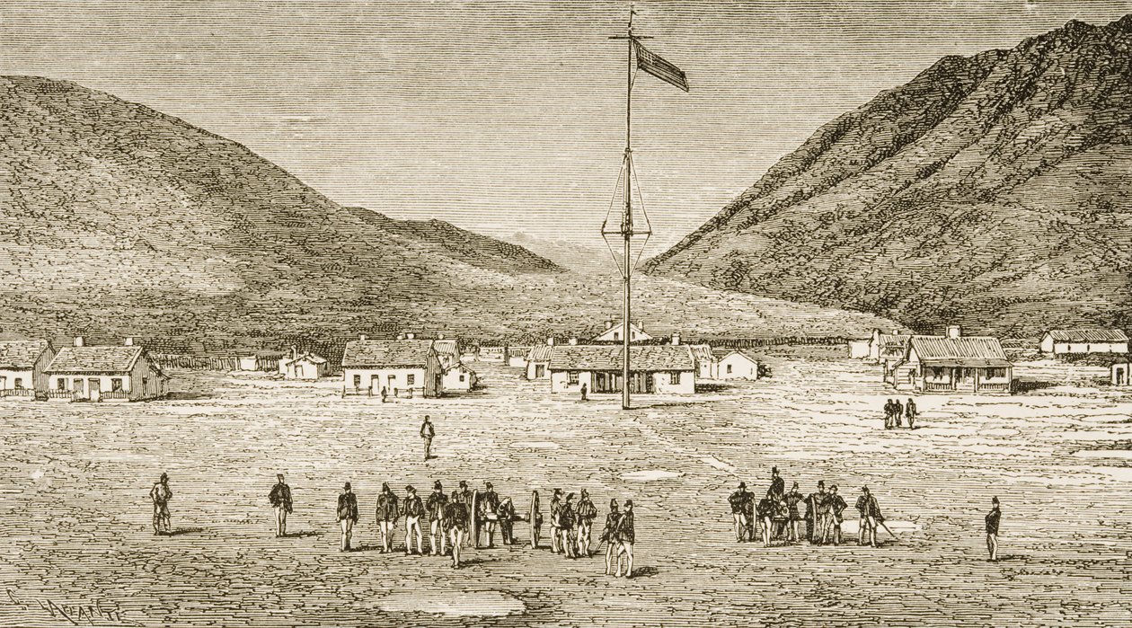 Fort Douglas Camp och Red Buttes Ravine nära Salt Lake City, Utah, 1870-talet, ca 1880 av Reverend Samuel Manning